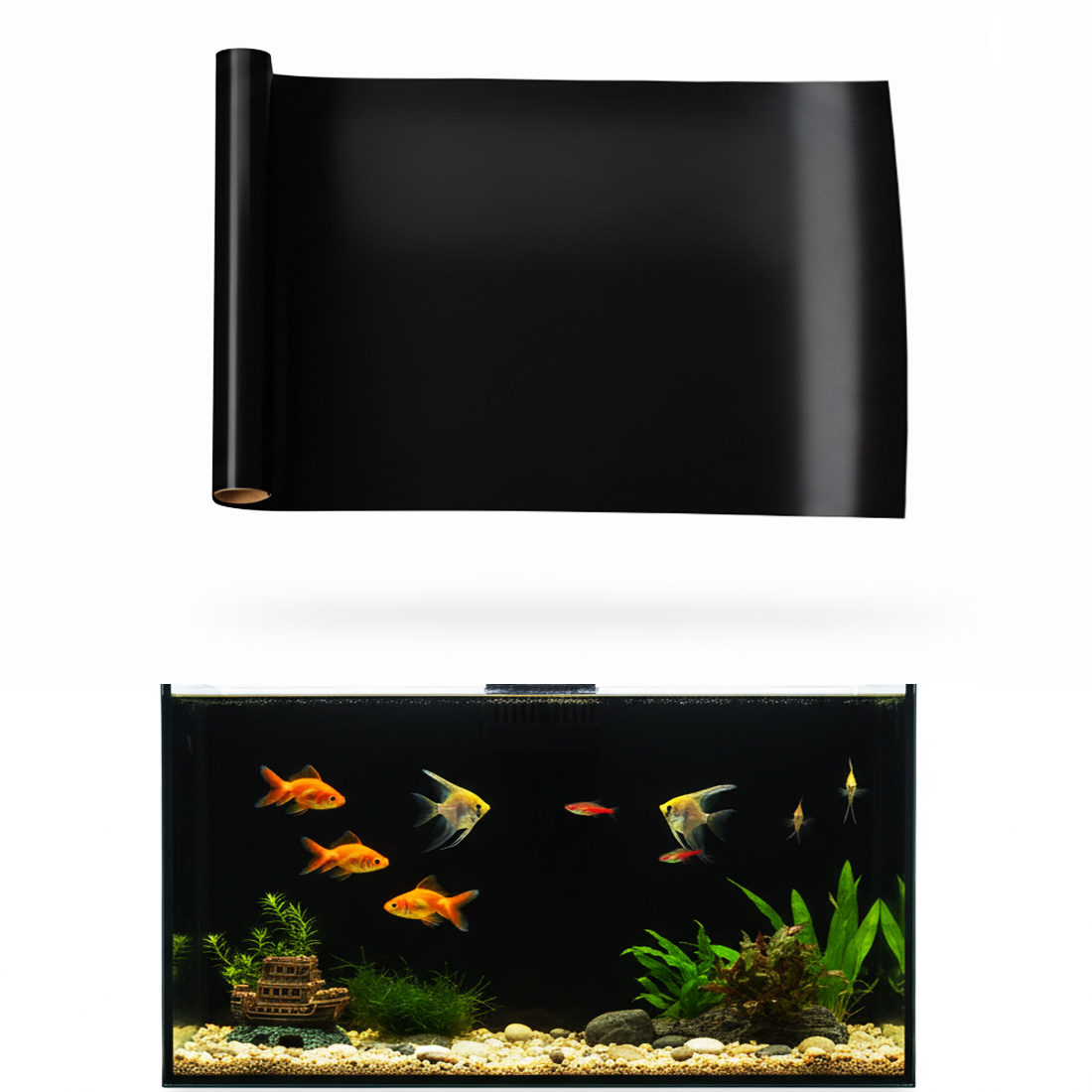 Aquarium Fish Black - Aquarium Background Static Cling Black White