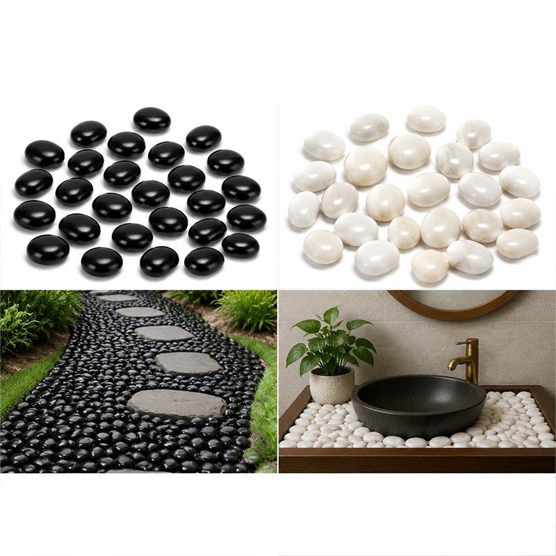 White&Black Polished River Roc - огляд і ціна Aquarium Fish Black