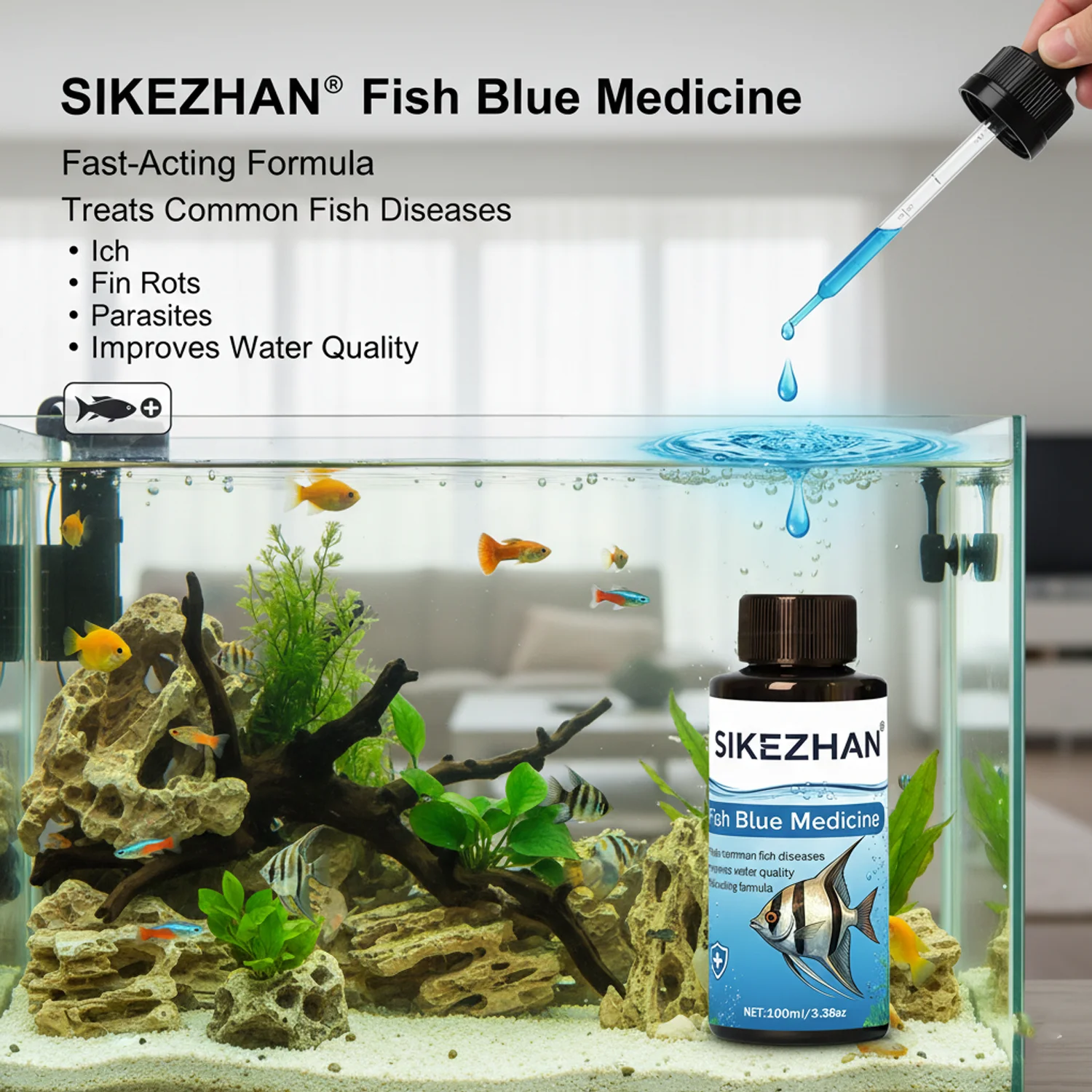 500ml Methylene Blue Solution  - огляд і ціна Aquarium Fish Diseases
